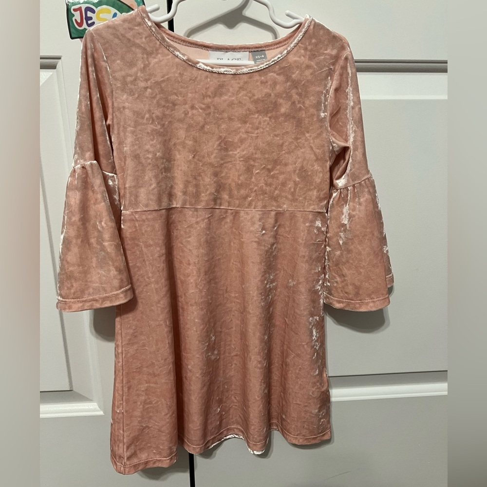 The Children's Place Velvet Bell Sleeve Dress - Pink